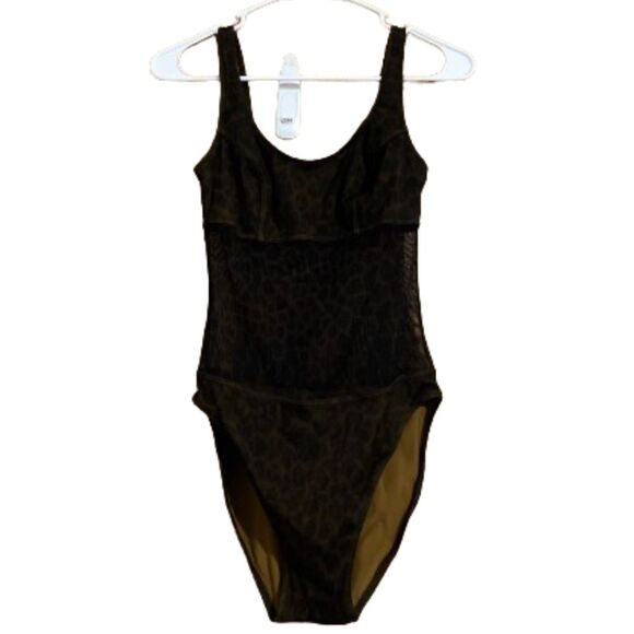 Sunflair Jutta Friemann Made in Germany Mesh Leopard Print 1-Piece Swimsuit Sz-S - Picture 1 of 6